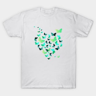 Green Heart Butterflies T-Shirt